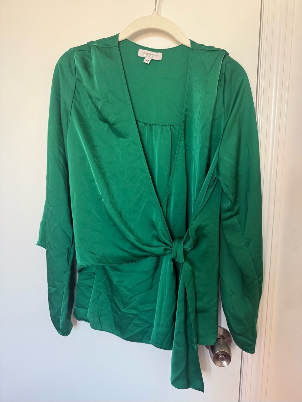 Ramy Brook Emerald Green Tie-Front Blouse